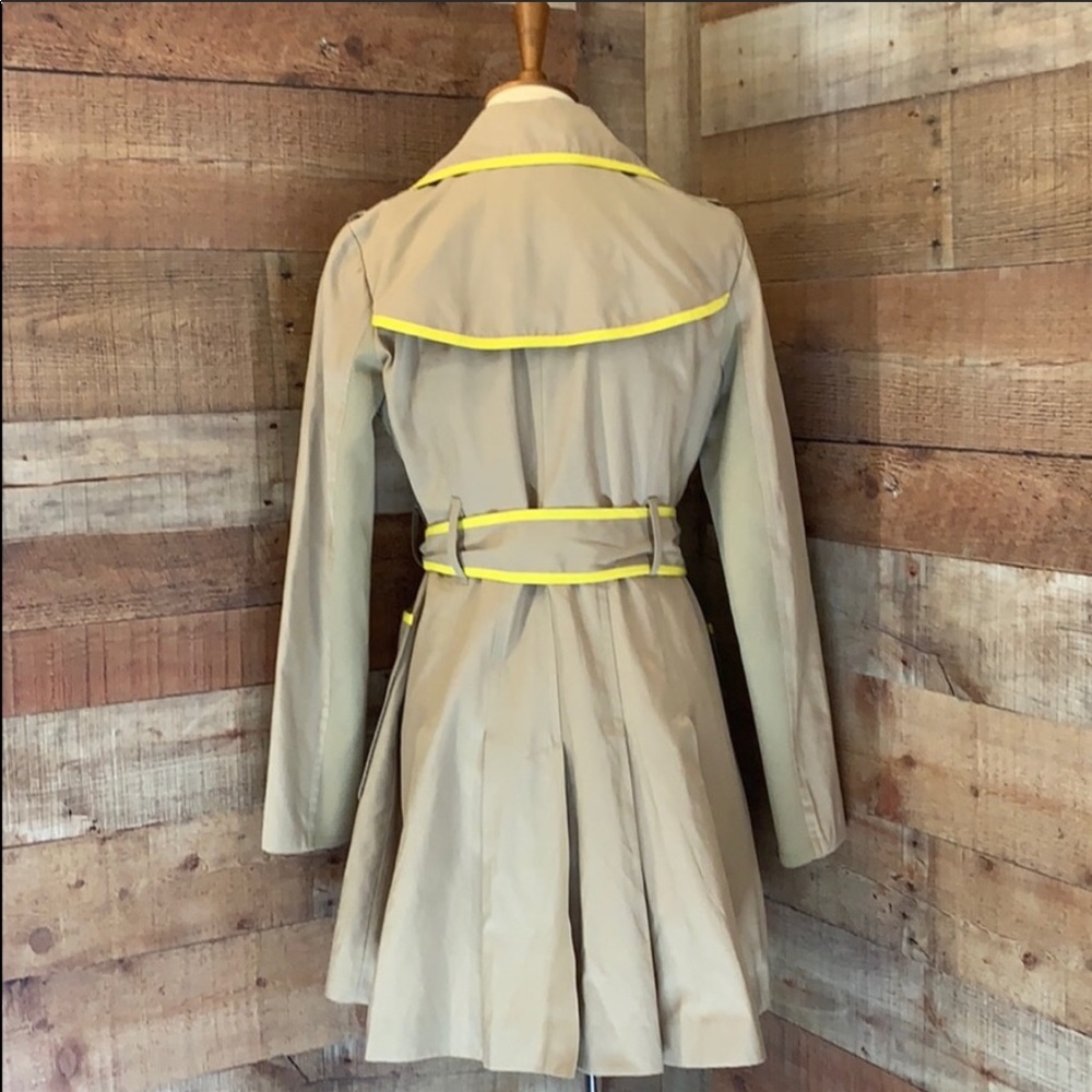 BCBGENERATION Tan w/Yellow Trim Rain Trench Coat